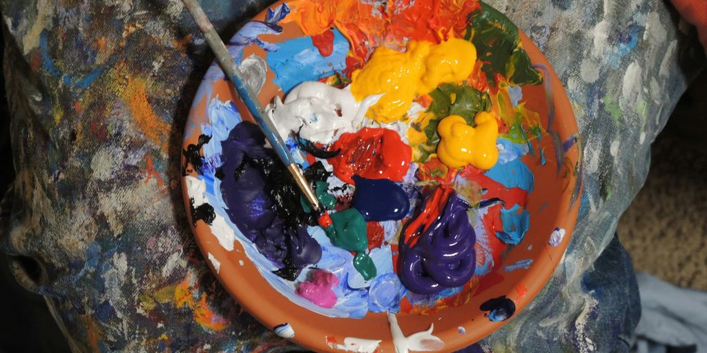 mixed paints in a plate